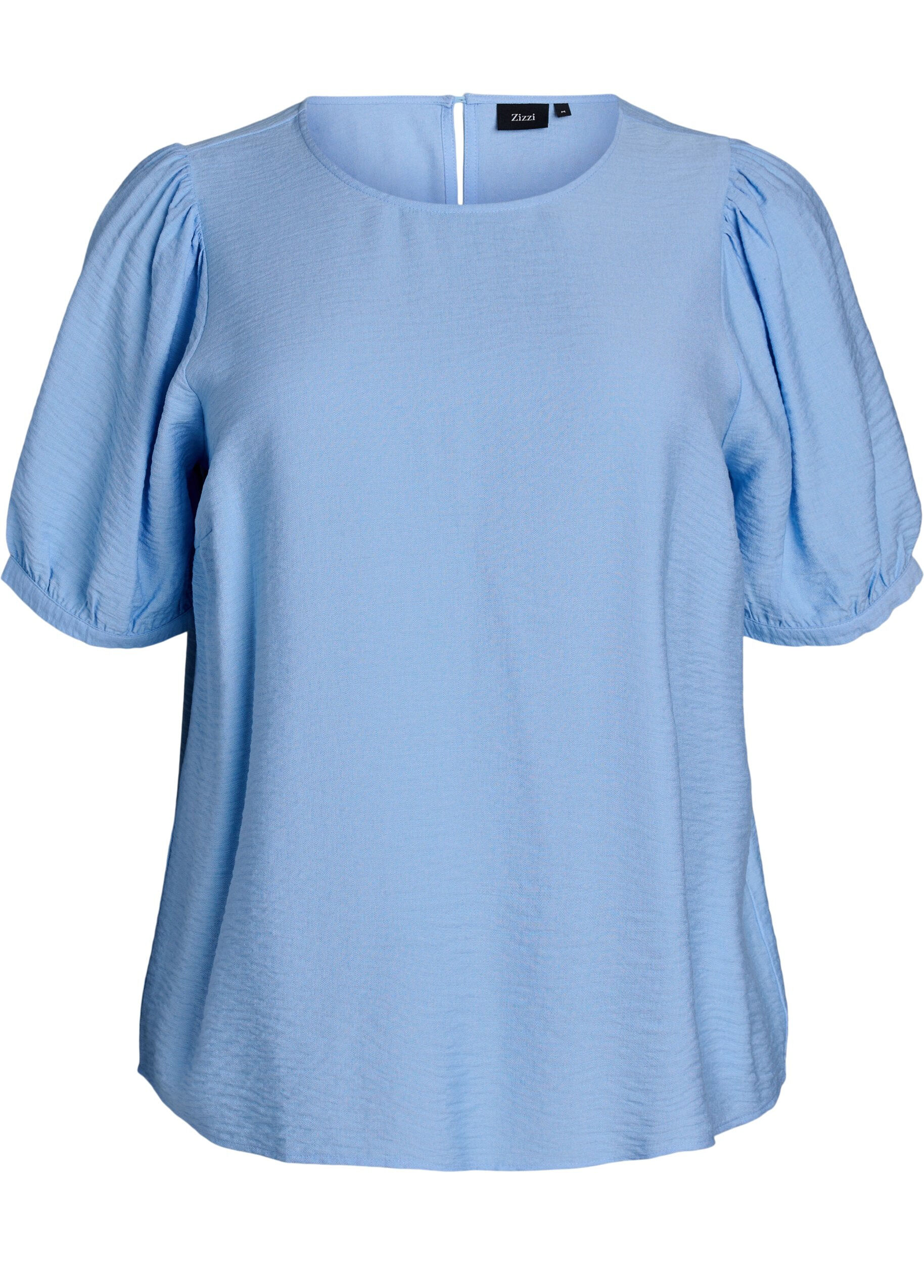 Zizzi Bluse aus Viskose mit halben &Auml;rmeln, Blau, Packshot image number 0