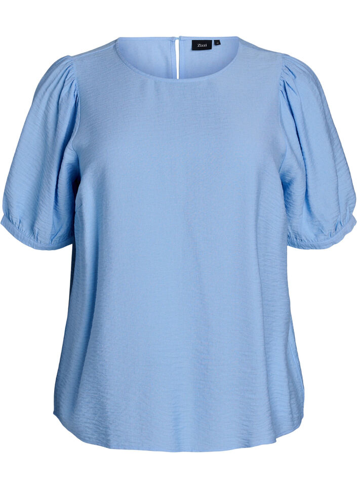 Bluse aus Viskose mit halben &Auml;rmeln, Blau, Packshot image number 0