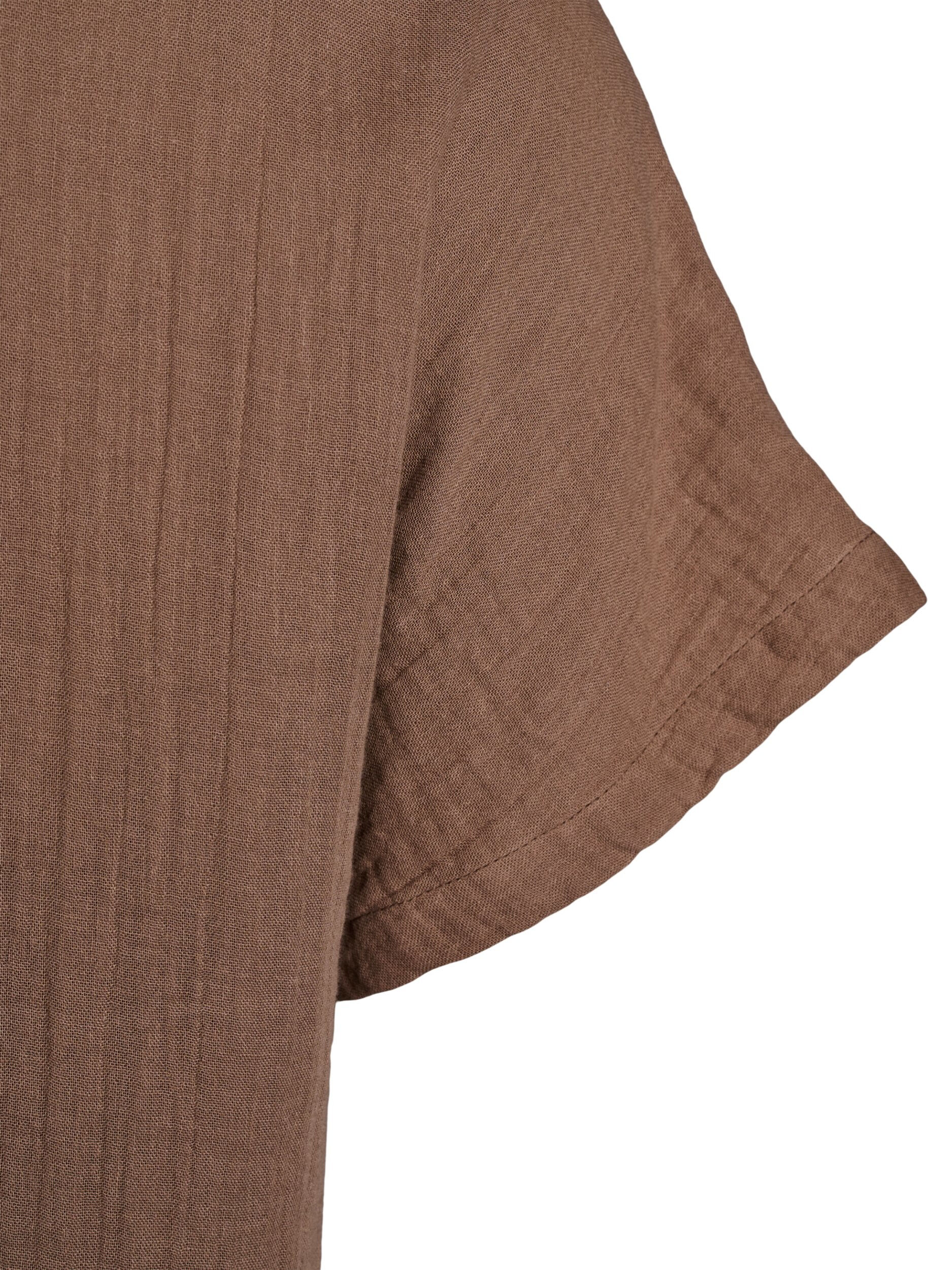 Zizzi Lange Bluse aus Baumwollmusselin, Braun, Packshot image number 3