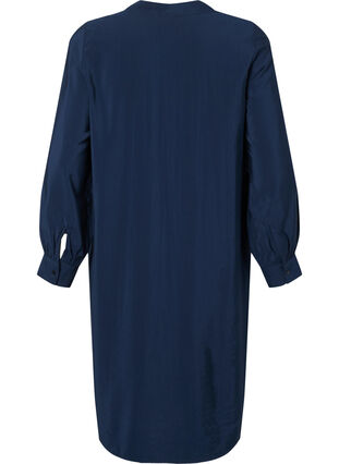 Langärmliges Kleid aus Viskose mit Schleife, Total Eclipse, Packshot image number 1