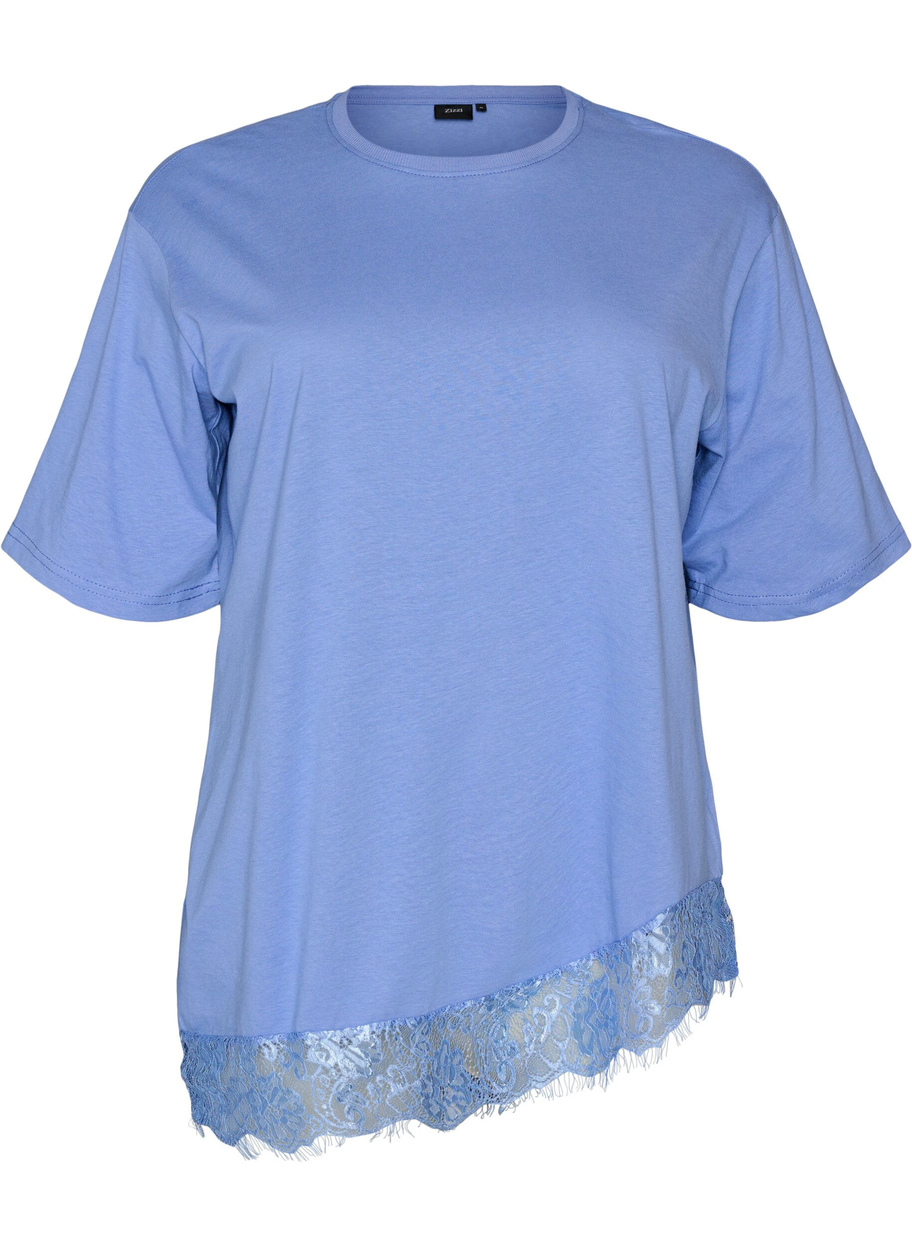 ZizziT-Shirt mit asymmetrischem Spitzensaum, lila, Packshot image number 0