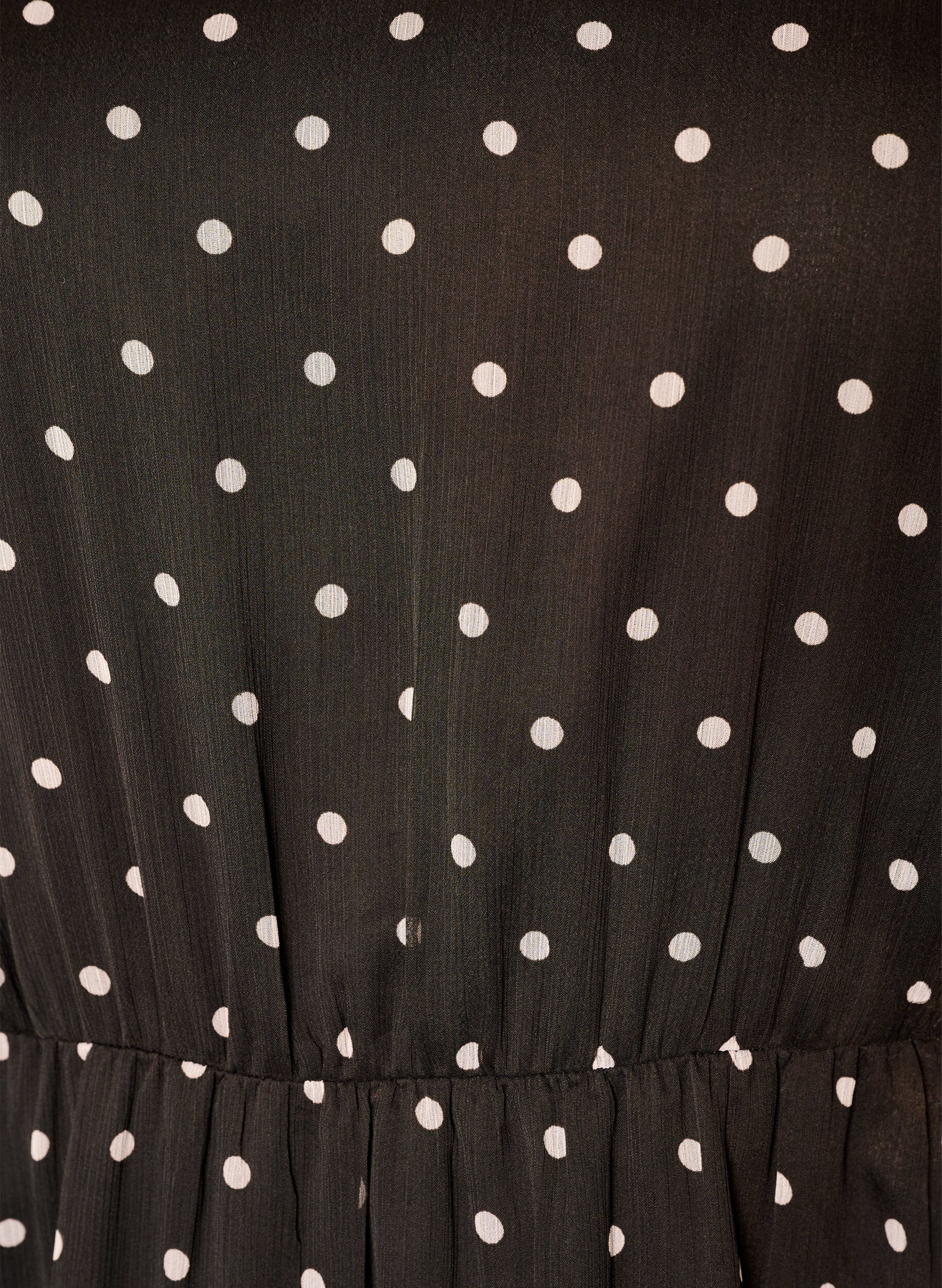 ZizziKleid aus Chiffon mit Polka Dots und langen &Auml;rmeln, Braun, Packshot image number 2