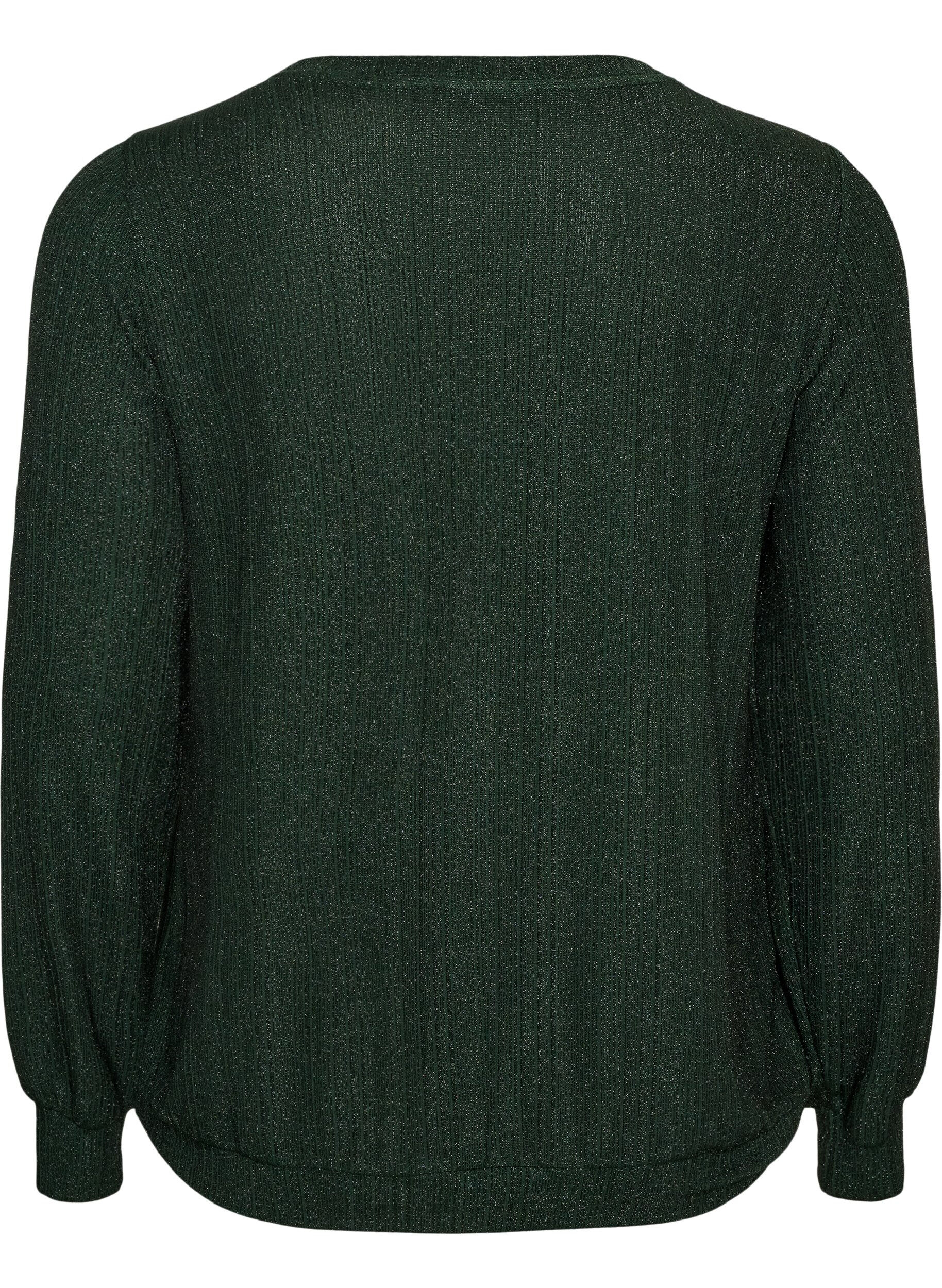 ZizziBluse mit vertikaler Struktur und Glitzerfaden, Gr&uuml;n, Packshot image number 1