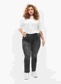 Slim Fit Emily Jeans mit normaler Taillenhöhe, Dark Grey Denim, Model