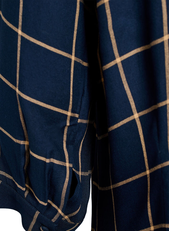 Langes Karo-Hemdblusenkleid, Blau, Packshot image number 3