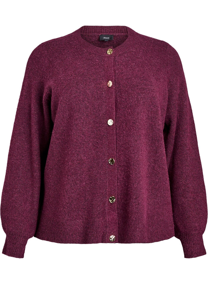 Cardigan aus weichem Strick mit goldfarbenen Knöpfen, Dunkles Bordeaux, Packshot image number 0
