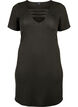 Eng anliegendes Kleid mit V-Ausschnitt und Riemendetail, Black, Packshot image number 0