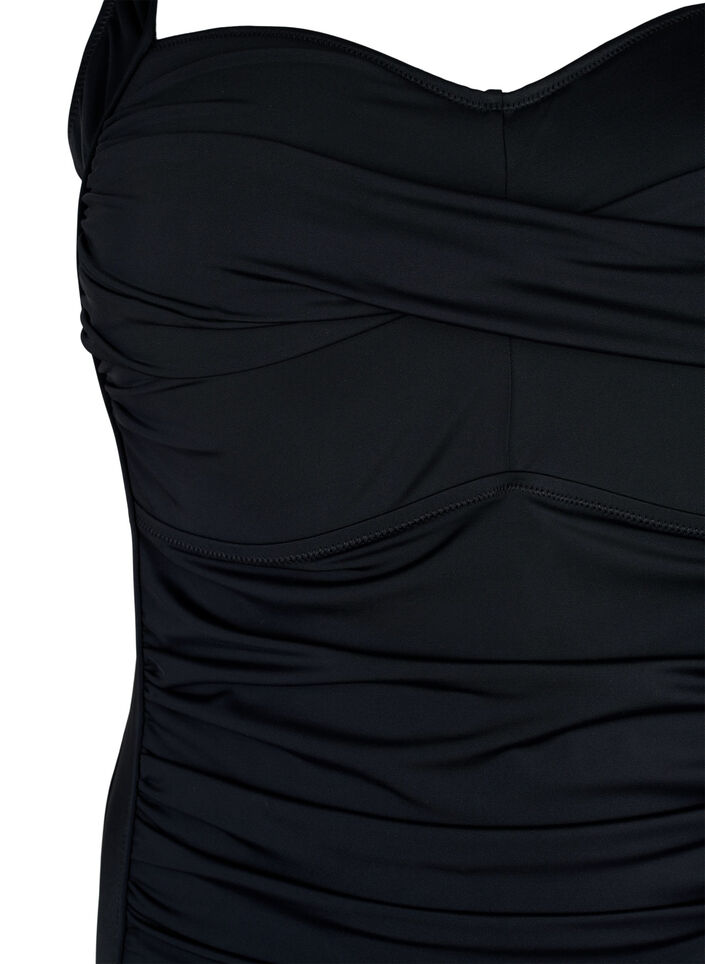 Gepolsterter Badeanzug mit Drapierungen, Schwarz, Packshot image number 2