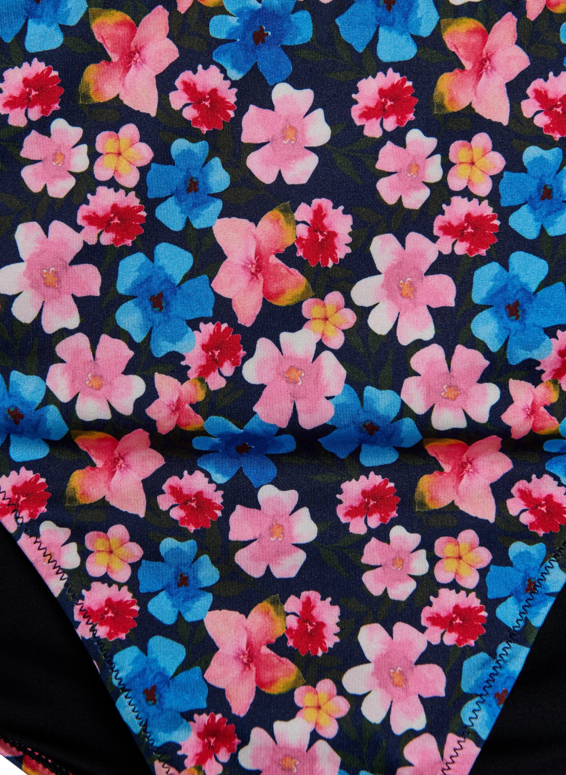 Zizzi Hoch taillierte Bikinihose mit floralem Muster, Rot, Packshot image number 2