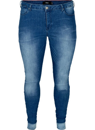 Hochtaillierte Super Slim Amy Jeans, Blue denim, Packshot image number 0