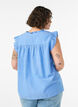 &Auml;rmellose Bluse aus Baumwolle mit R&uuml;schenkanten, Blau, Model image number 2
