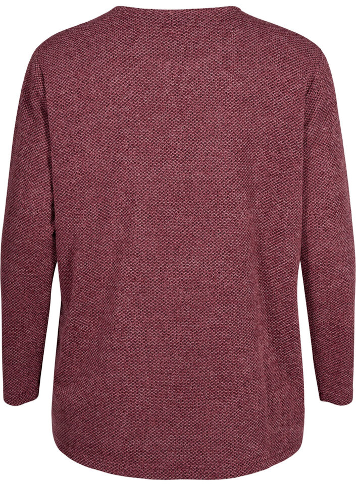 Melange Bluse mit rund um den Neck und langen Ärmel, Dry Rose, Packshot image number 1