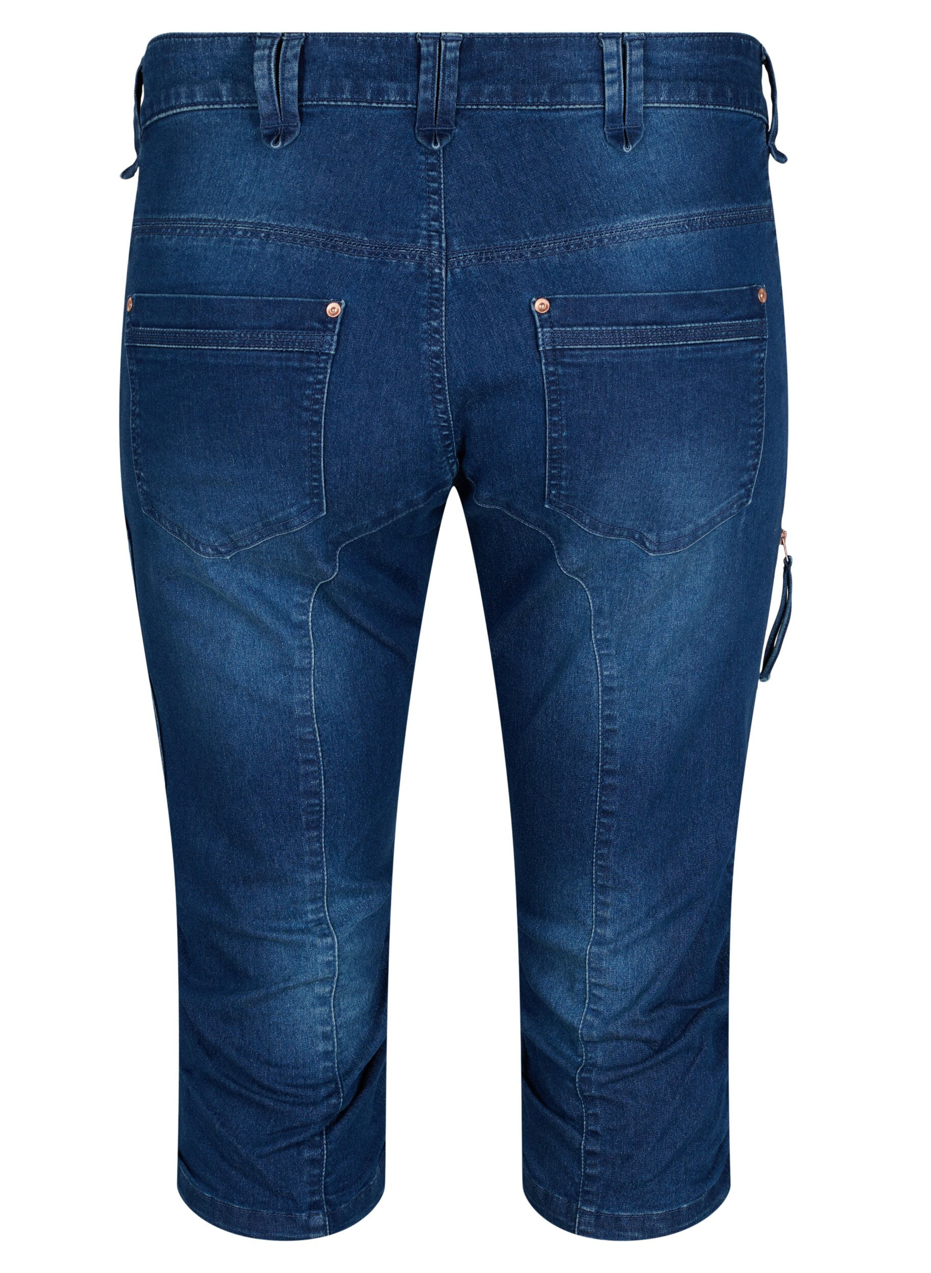 Zizzi Slim Fit Caprijeans mit Taschen, Blau, Packshot image number 1