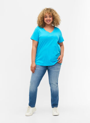 2er-Pack basic T-Shirts aus Baumwolle, Blue Atoll / Black, Model image number 2