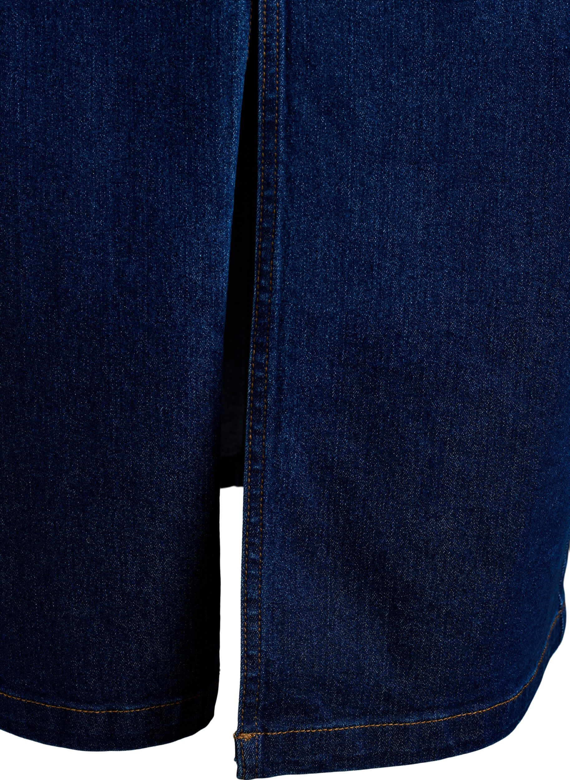 Zizzi FLASH - Midi-Jeansrock mit vorderem Schlitz, Blau, Packshot image number 3