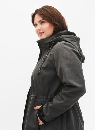 Weiche Schale Jacke mit abnehmbarer Kapuze, Dark Grey Melange, Model image number 2