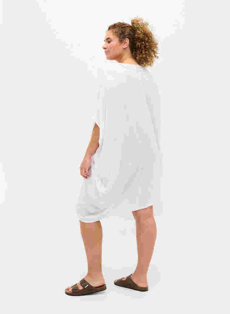 Strandkleid aus Viskose mit Spitzendetails, Bright White, Model image number 1