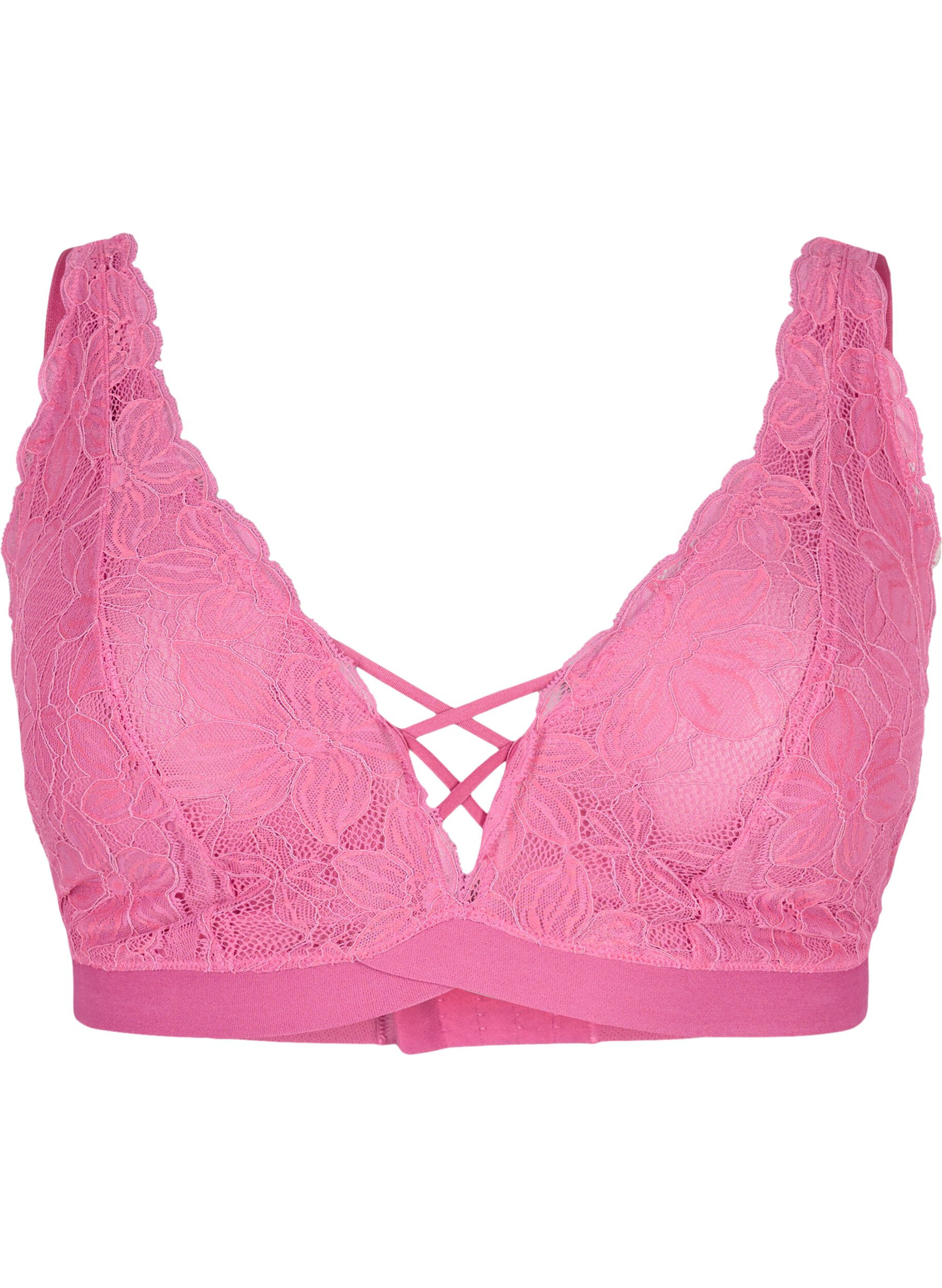 Zizzi Support the breasts - Spitzen-BH mit String-Details, Rose, Packshot image number 0