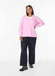Strickbluse mit V-Ausschnitt und Raglan&auml;rmeln, Pink, Model image number 1