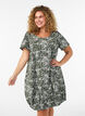 Kurz&auml;rmliges Baumwollkleid mit Aufdruck, Gr&uuml;n, Model image number 0
