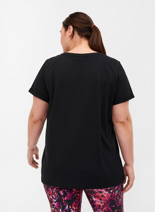 Trainings-T-Shirt aus Baumwolle mit Aufdruck, Black Red Splash, Model image number 1