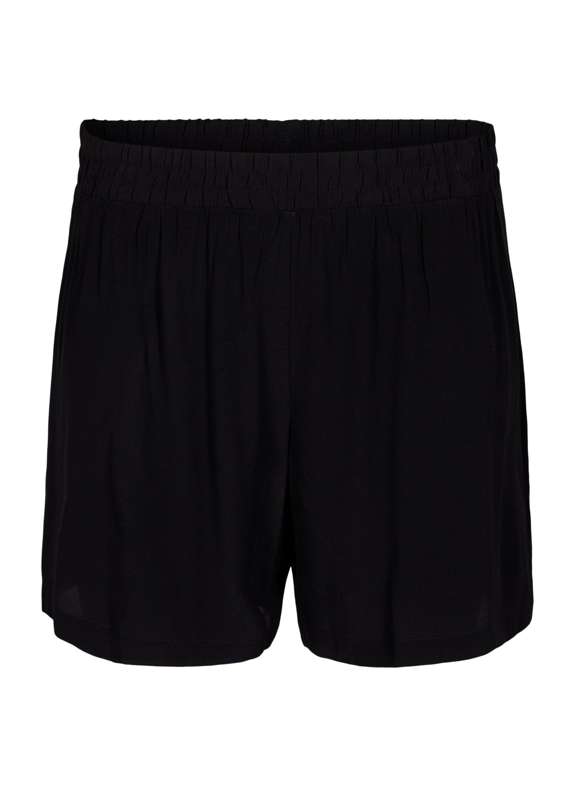 Zizzi Locker sitzende Shorts aus Viskose, Black, Packshot image number 0