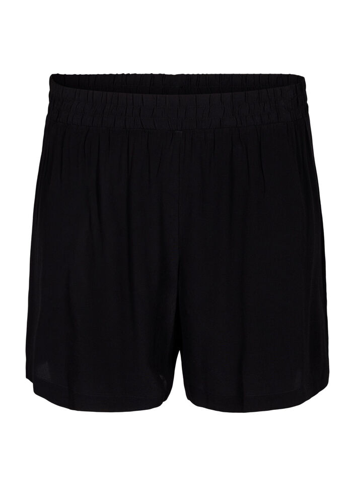 Locker sitzende Shorts aus Viskose, Black, Packshot image number 0