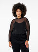 Enganliegende Mesh-Bluse mit langen &Auml;rmeln, Schwarz, Model image number 0