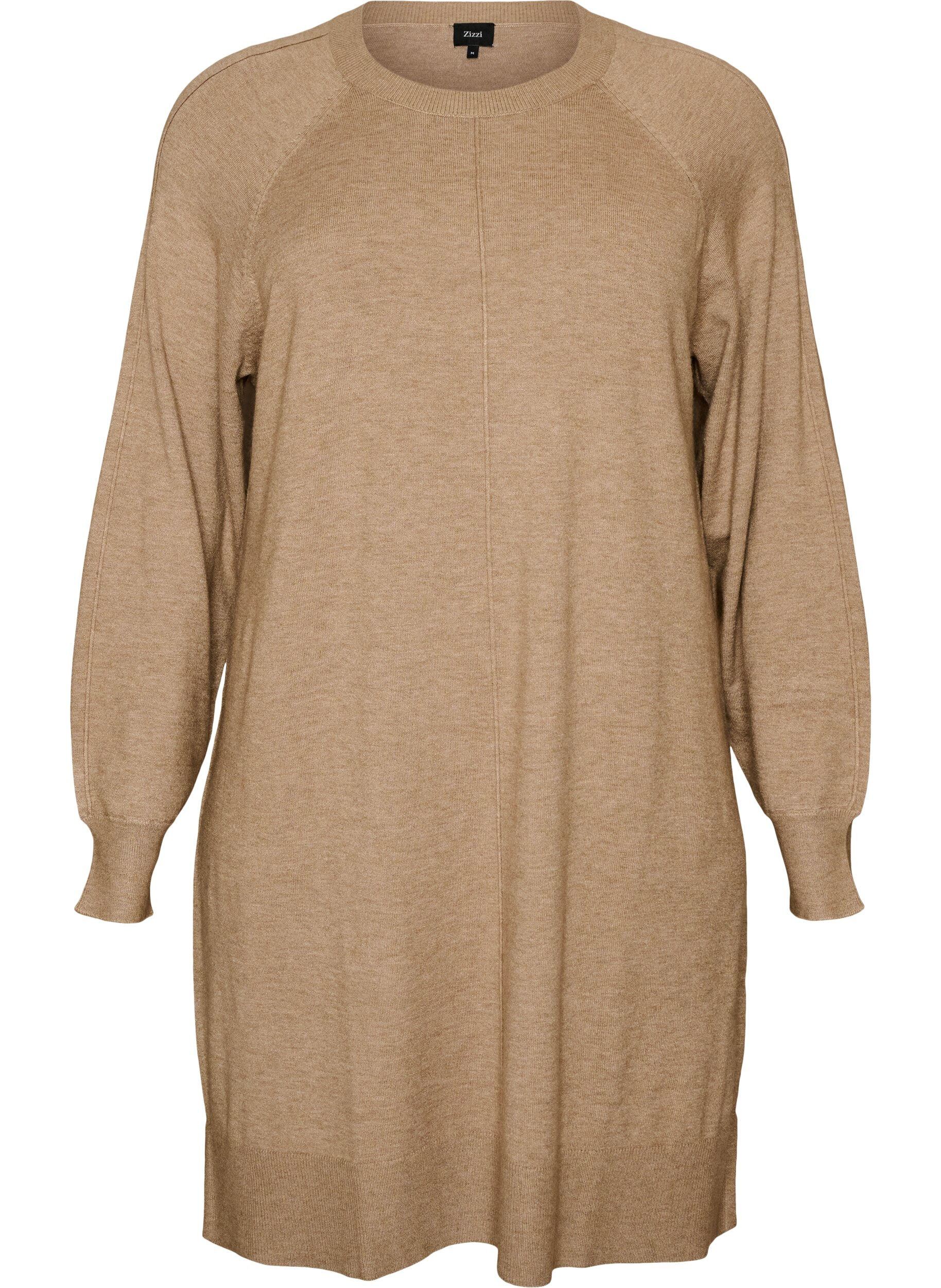 ZizziStrickkleid mit Raglan&auml;rmeln und Mittelnaht, Beige, Packshot image number 0
