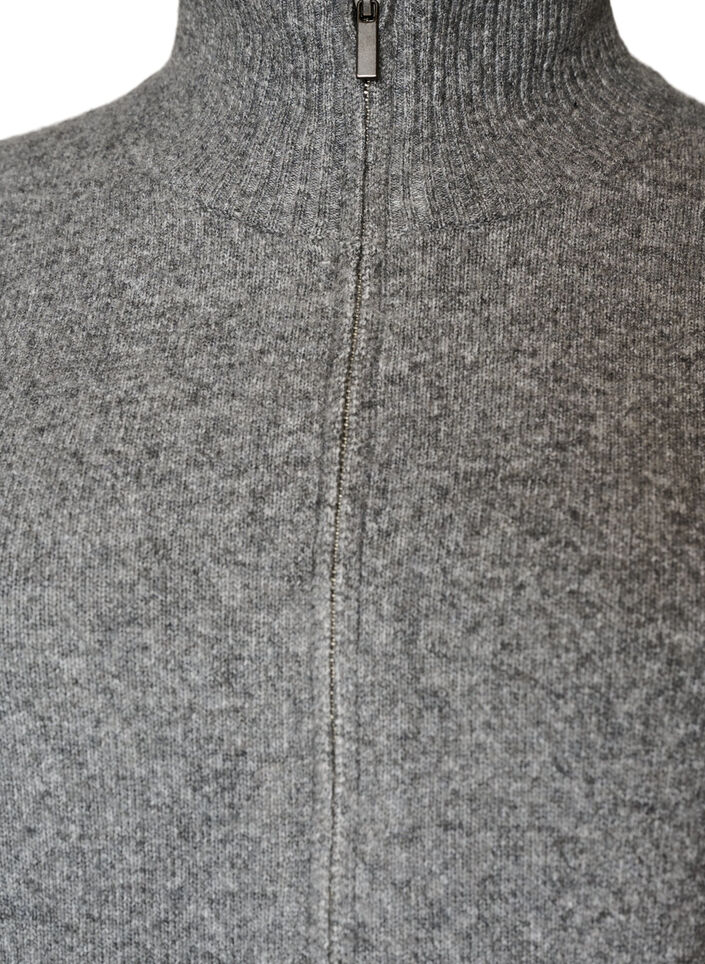 Strickweste mit hohem Kragen und Rei&szlig;verschluss, Grau, Packshot image number 2