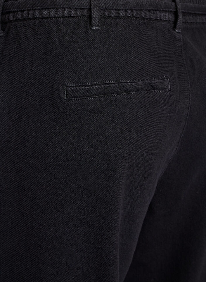 Jeans mit lockerer Passform, elastischem Bund und Tunnelzug, Schwarz, Packshot