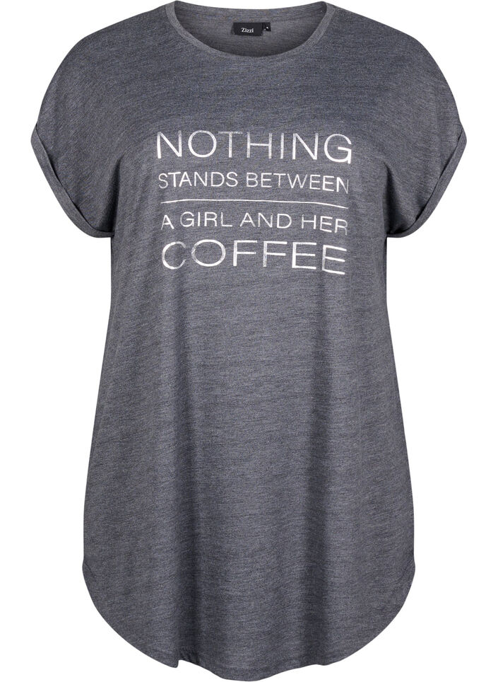 Kurz&auml;rmliges Nachthemd mit Textdruck, , Packshot image number 0