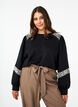 Sweatshirt mit Perlendetails, Black, Model image number 0