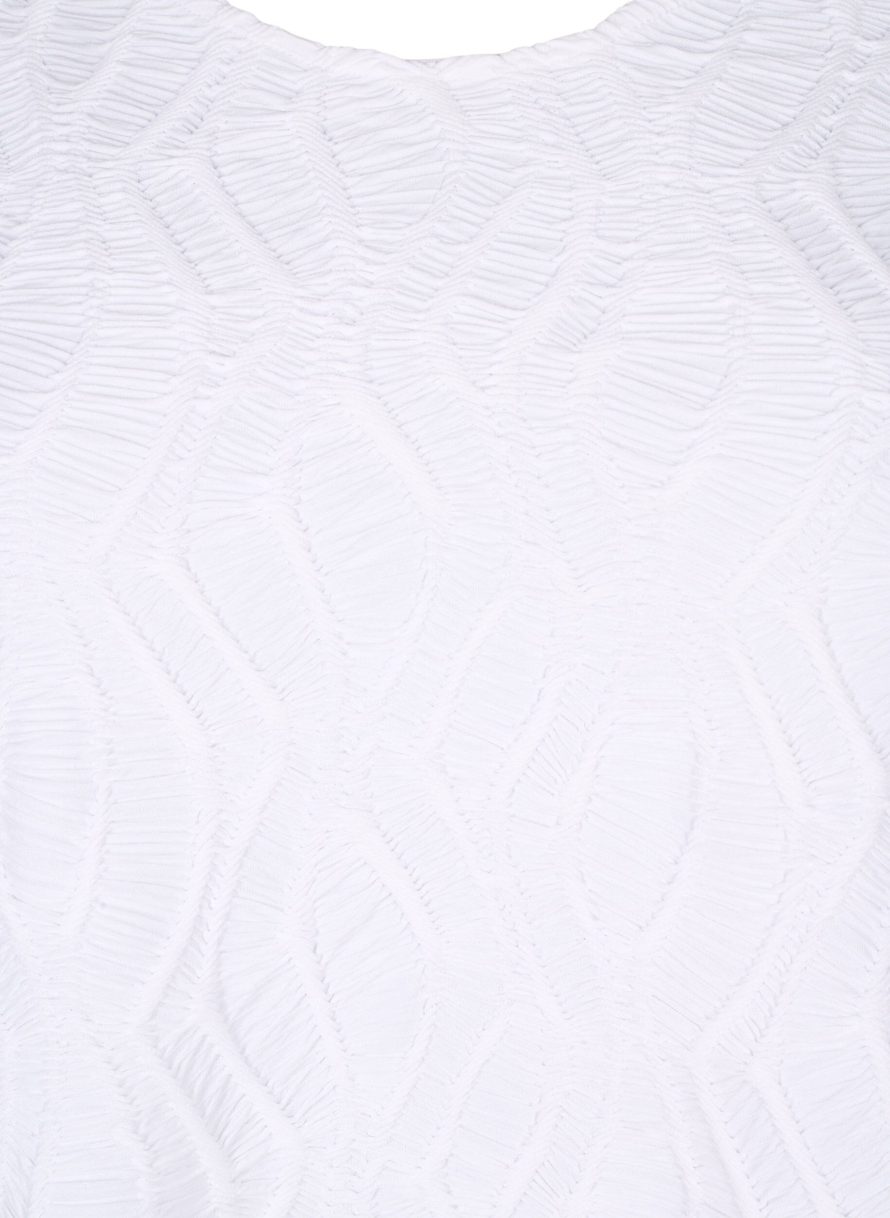 Zizzi Strukturierte Bluse mit kurzen &Auml;rmeln, Bright White, Packshot image number 2