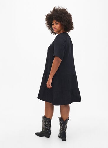 Kurzarmkleid aus 100 % Baumwolle, Black, Model image number 1