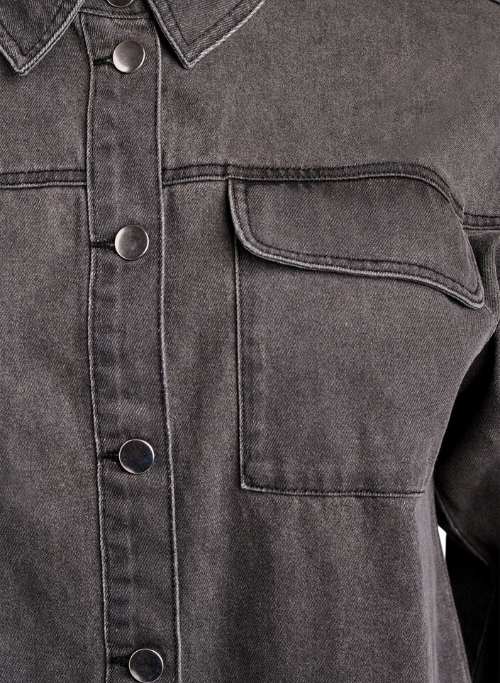 Jeanshemd mit Ösen an den Ärmeln, Grey Denim, Packshot image number 2