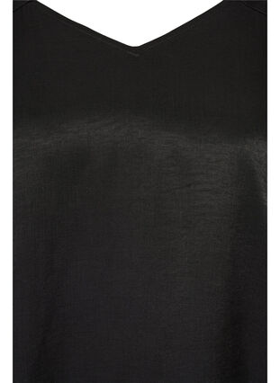 Bluse mit A-Linie, V-Ausschnitt und 3/4-Ärmeln, Black, Packshot image number 2