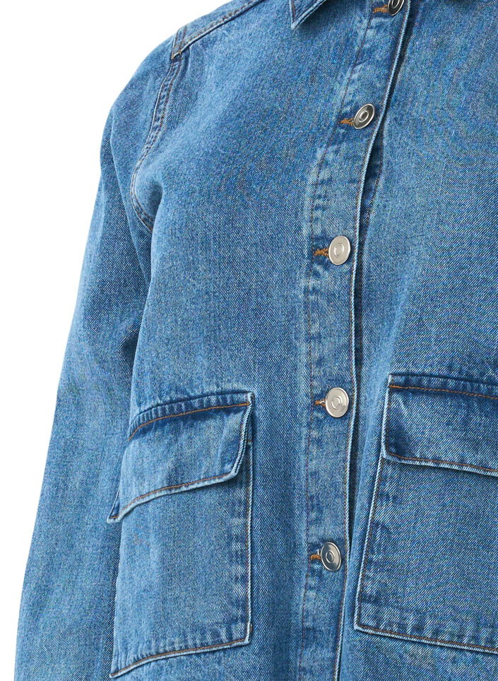 Hemdjacke aus Denim mit Taschen, Blue Denim, Packshot image number 2