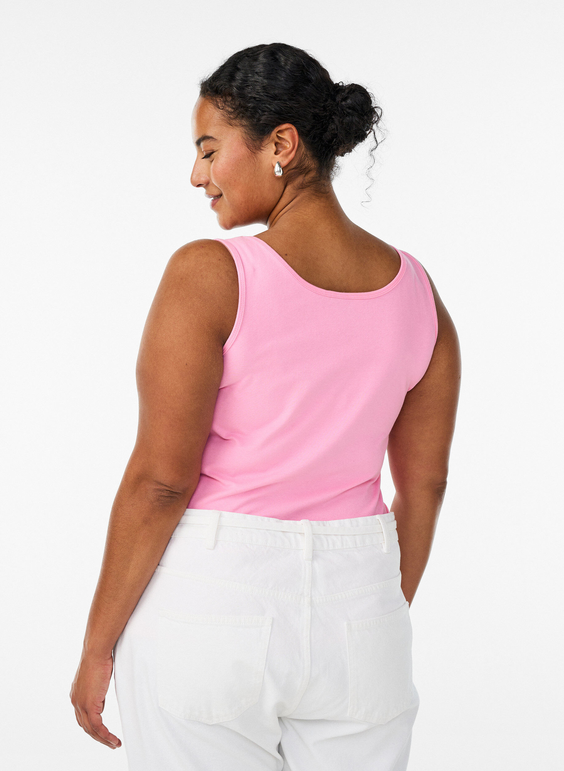 ZizziEinfarbiges Basic Top aus Baumwolle, Pink, Model image number 2