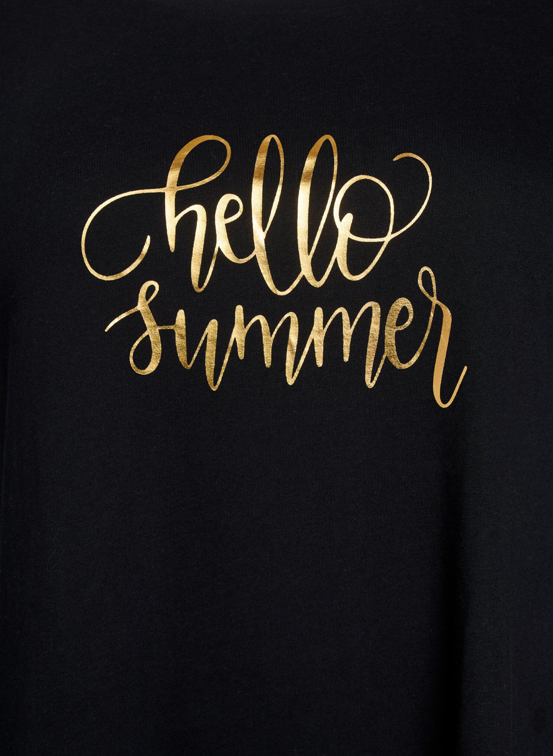 Zizzi T-Shirt mit Rundhalsausschnitt und A-Linie, Schwarz, Packshot image number 2