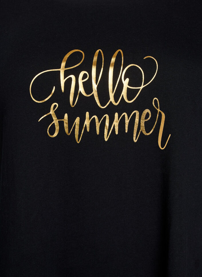 T-Shirt mit Rundhalsausschnitt und A-Linie, Schwarz, Packshot image number 2