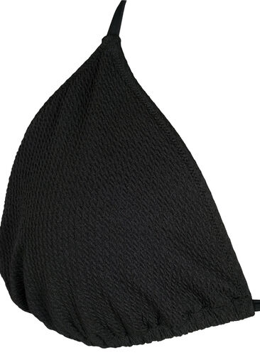 Triangel-Bikinioberteil mit Kreppstruktur, Black, Packshot image number 2