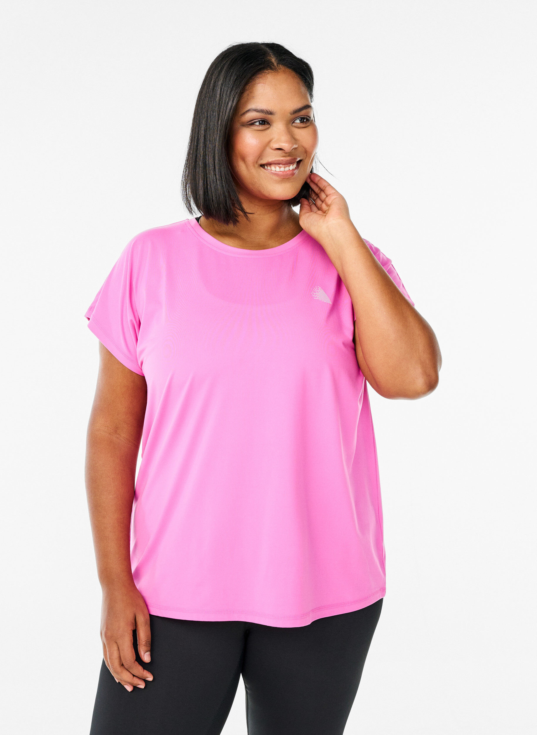 Unifarbenes T-Shirt f&uuml;rs Training, Pink, Model