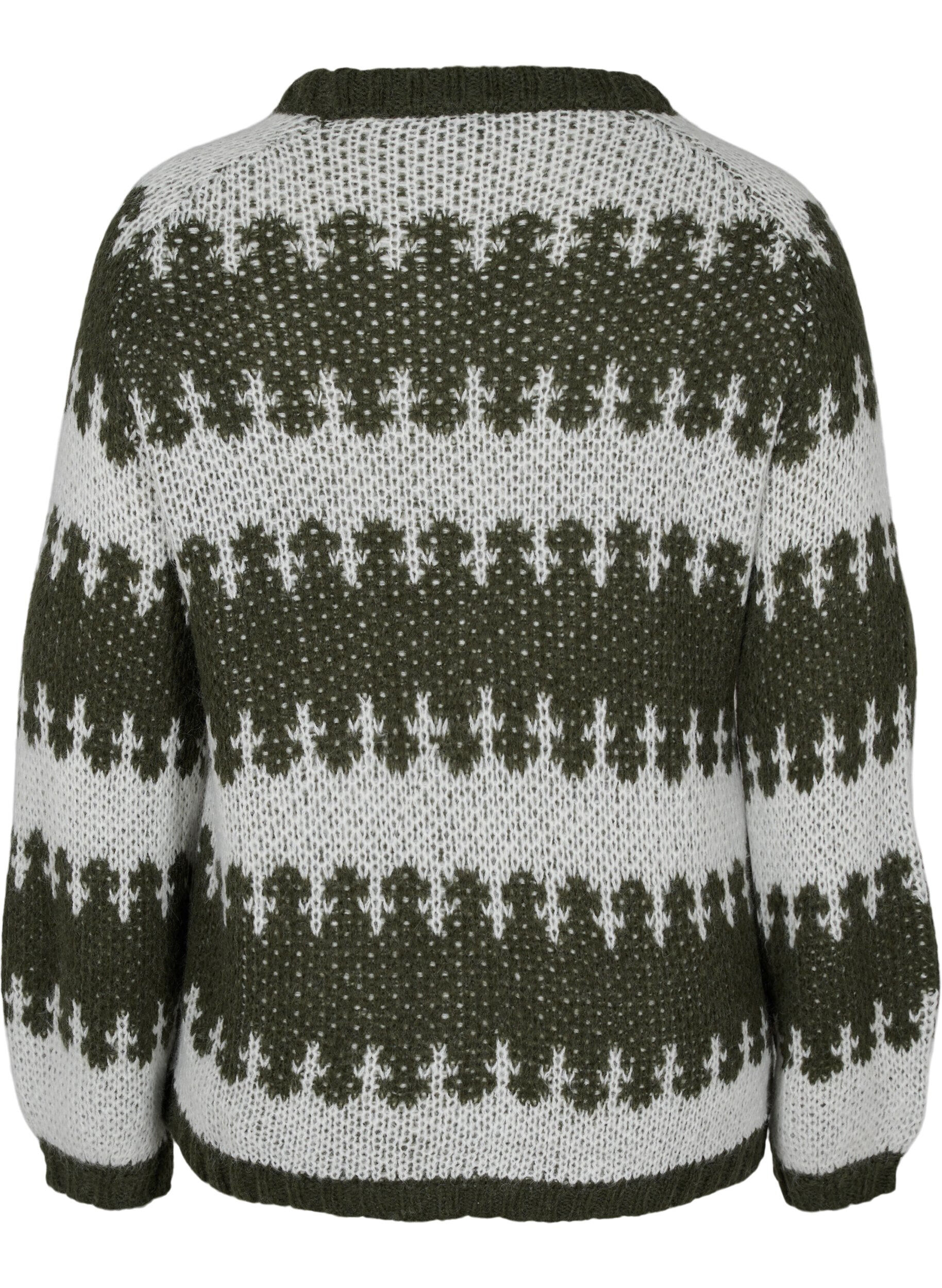 Zizzi Strickpullover mit Muster , Forest Night Comb, Packshot image number 1