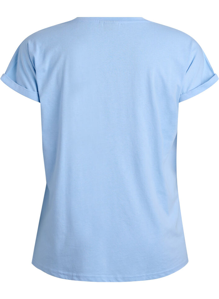 Kurz&auml;rmeliges T-Shirt aus einer Baumwollmischung, Blau, Packshot image number 1