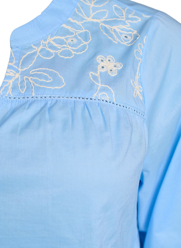 Bluse mit Stickereidetails, Blau, Packshot image number 2
