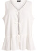 &Auml;rmellose Bluse mit Struktur und Bindeband, Vanille, Packshot image number 0