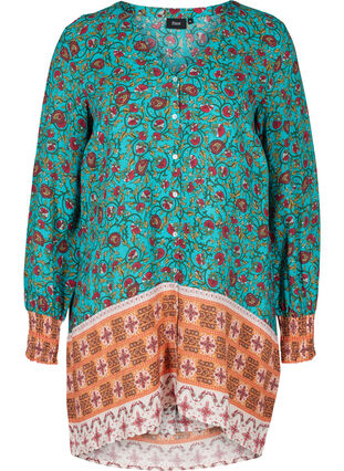 Hemdbluse aus Viskose mit Print und V-Ausschnitt, Indian Paisley AOP, Packshot image number 0