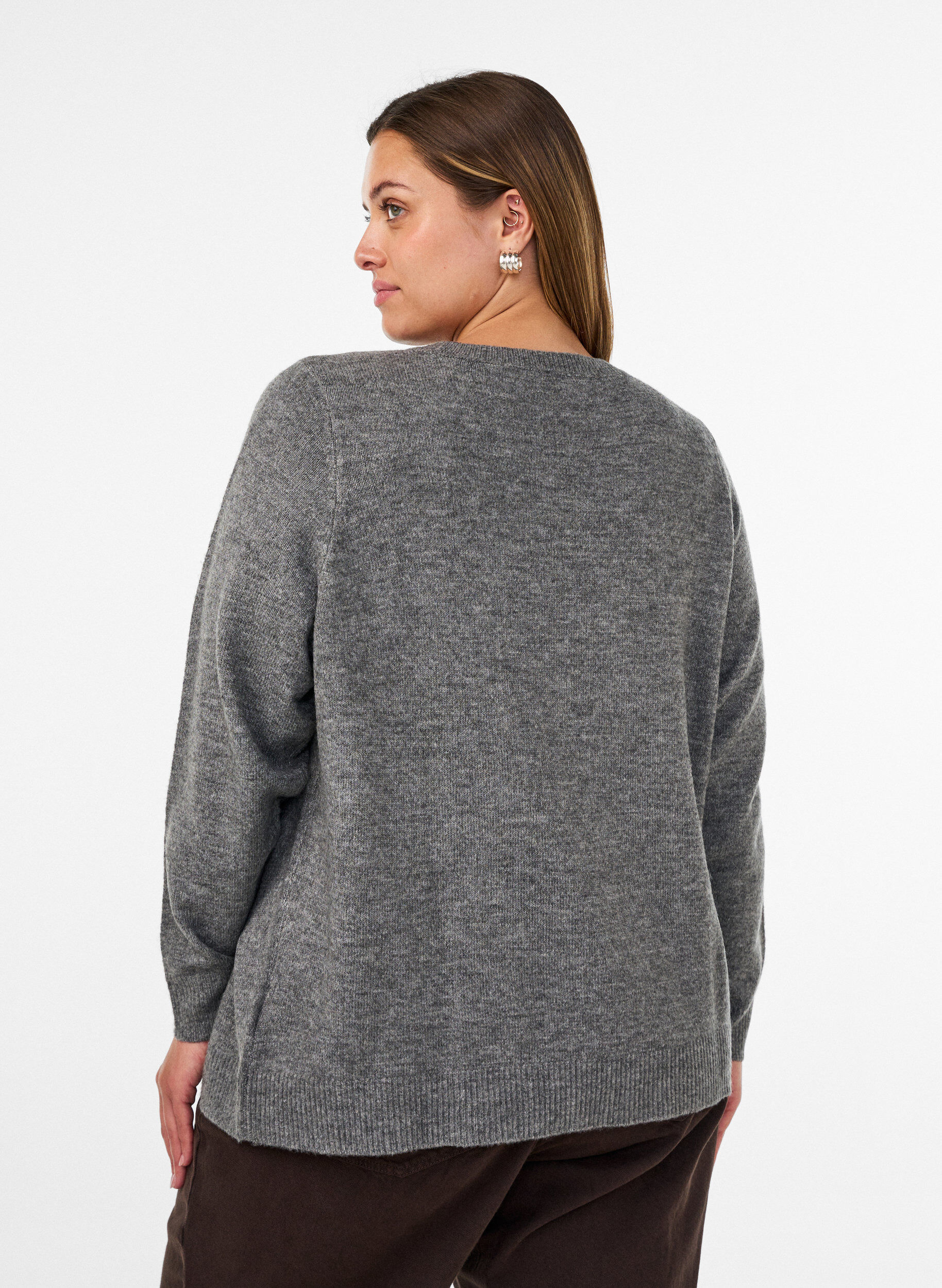 ZizziPullover mit Glitzerschleife, Grau, Model image number 2