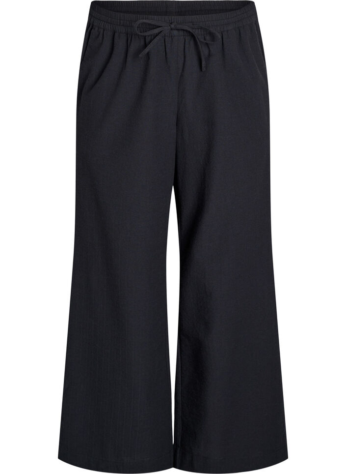 Lockere Hose mit hohem Bund und Taschen, Schwarz, Packshot image number 0